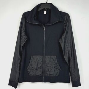 Under Armour Womens Large Zip Front Active Wear Jacket Black Long Sleeve Fitted